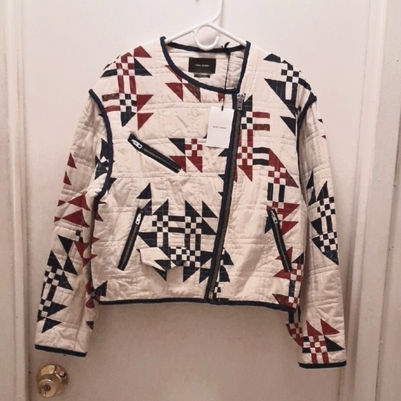 Isabel Marant Jackets & Blazers - STAY WARM With Stylish Isabel Marant Quilt Geometric Patterned Ecru Jacket